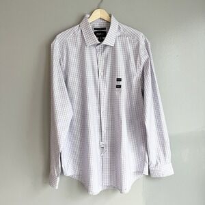 Kenneth Cole Awearness Dress Shirt Button Front Slim Fit Non Iron Checks XL NWT